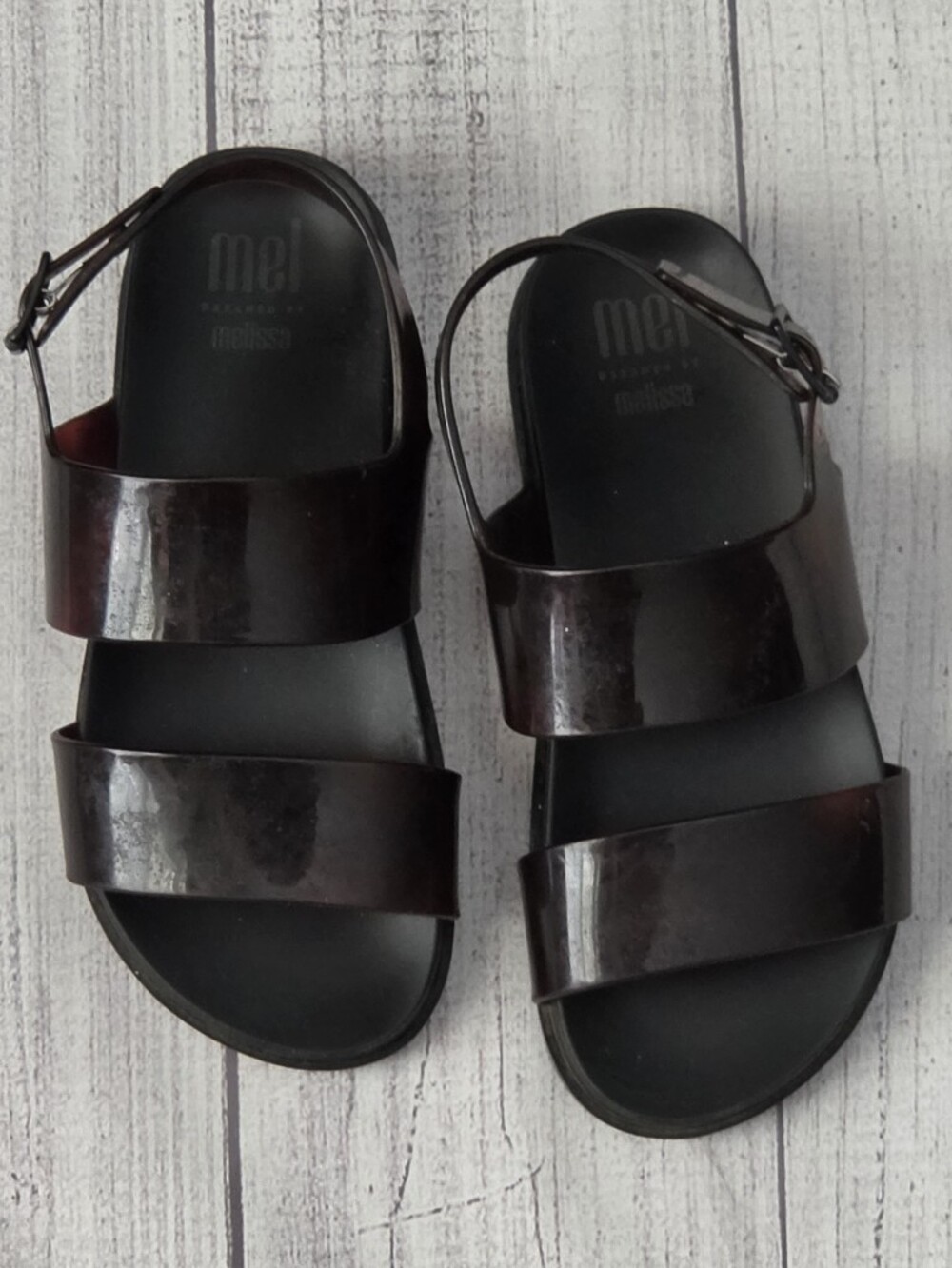 Mel by Melissa Girls' Dark Brown Double Strap Jelly Sandals
